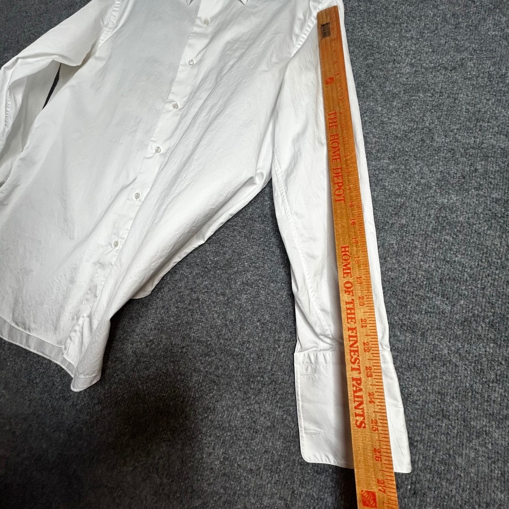 Brioni White Cotton Dress Shirt Mens 16.5 L French Cuff Made in Italy Luxury - Picture 7 of 7